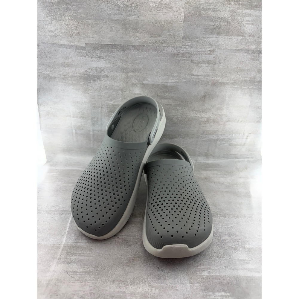 Crocs LiteRide Clog Men Sz 11 Slate Grey Almost White Comfort Shoes 204592